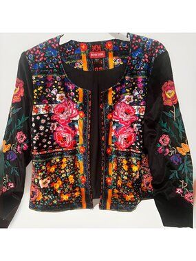 Ruby Yaya Sz XS Velvet Embroidered Jacket Colourful Bohemian Festival      Ab
